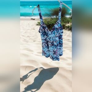 Noon Swim Women's Swimdress Tropical Print Size 14 (NWOT)